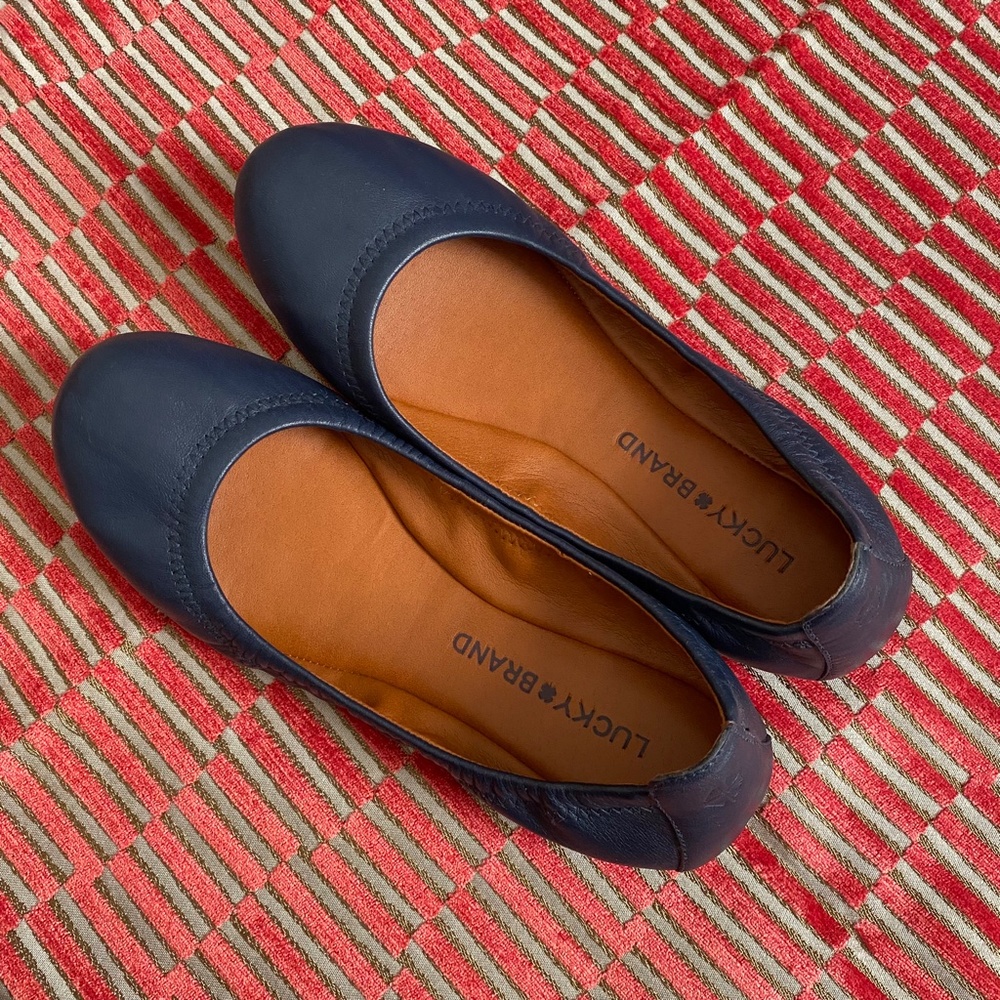 Lucky Brand Women's Leather Emmie 2 Ballet Flats in Navy US Sz 6M